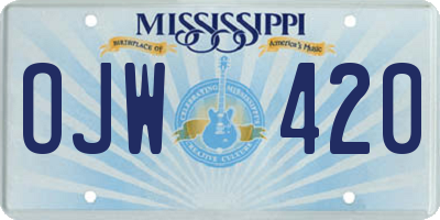 MS license plate OJW420