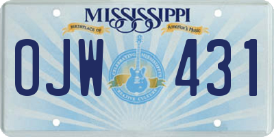 MS license plate OJW431