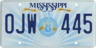 MS license plate OJW445