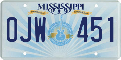 MS license plate OJW451