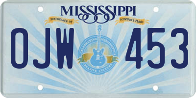 MS license plate OJW453
