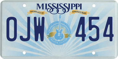 MS license plate OJW454