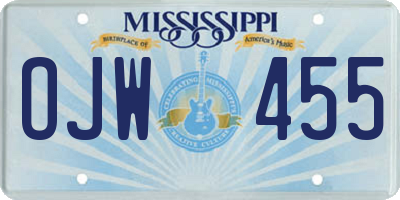 MS license plate OJW455