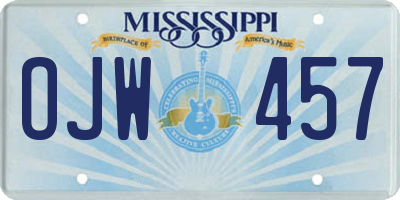 MS license plate OJW457
