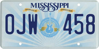 MS license plate OJW458