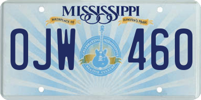 MS license plate OJW460
