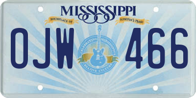 MS license plate OJW466