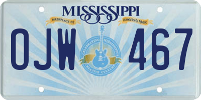 MS license plate OJW467