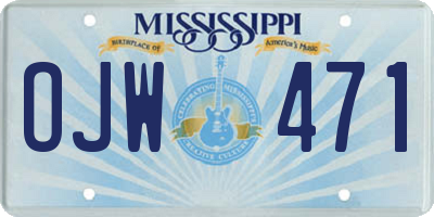 MS license plate OJW471