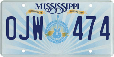 MS license plate OJW474