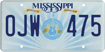 MS license plate OJW475