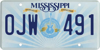 MS license plate OJW491