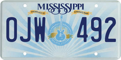 MS license plate OJW492