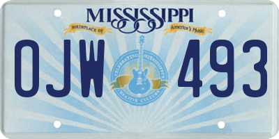 MS license plate OJW493