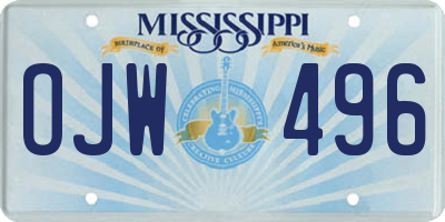 MS license plate OJW496
