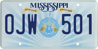 MS license plate OJW501