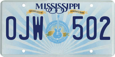 MS license plate OJW502