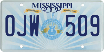MS license plate OJW509