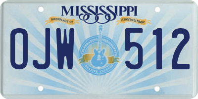 MS license plate OJW512
