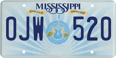 MS license plate OJW520