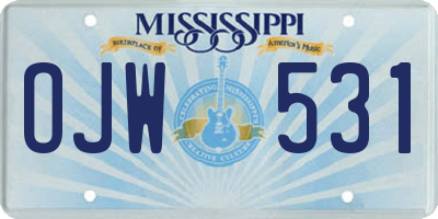 MS license plate OJW531