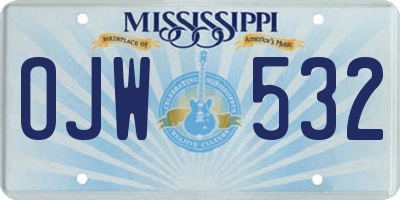 MS license plate OJW532