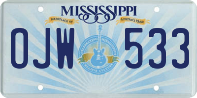 MS license plate OJW533