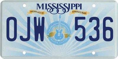 MS license plate OJW536
