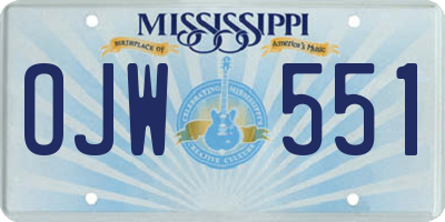 MS license plate OJW551