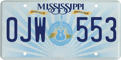 MS license plate OJW553