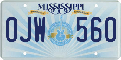 MS license plate OJW560