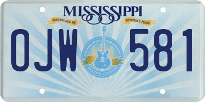MS license plate OJW581