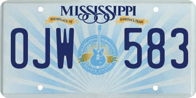 MS license plate OJW583