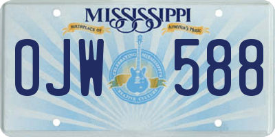 MS license plate OJW588