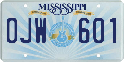 MS license plate OJW601