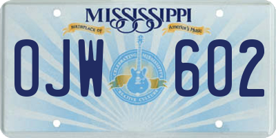 MS license plate OJW602