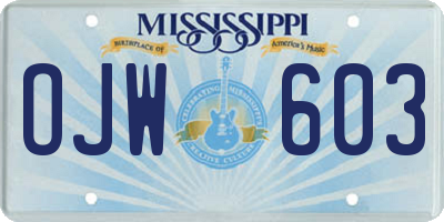 MS license plate OJW603