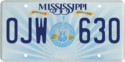 MS license plate OJW630