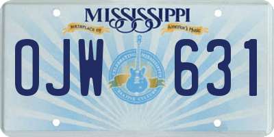 MS license plate OJW631