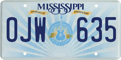 MS license plate OJW635