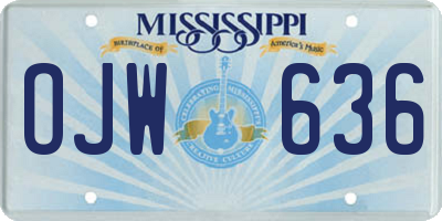 MS license plate OJW636