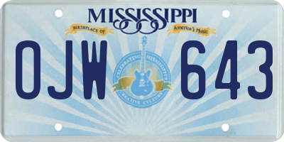 MS license plate OJW643