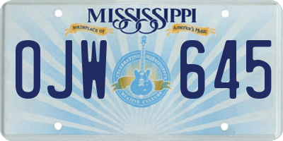 MS license plate OJW645