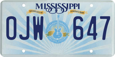 MS license plate OJW647
