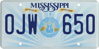 MS license plate OJW650