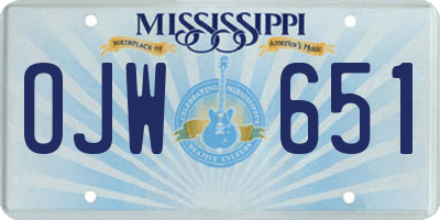 MS license plate OJW651