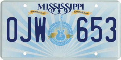 MS license plate OJW653
