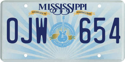 MS license plate OJW654