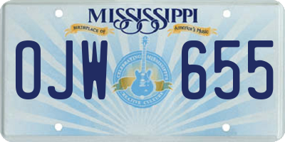 MS license plate OJW655