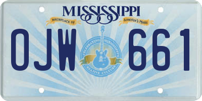 MS license plate OJW661